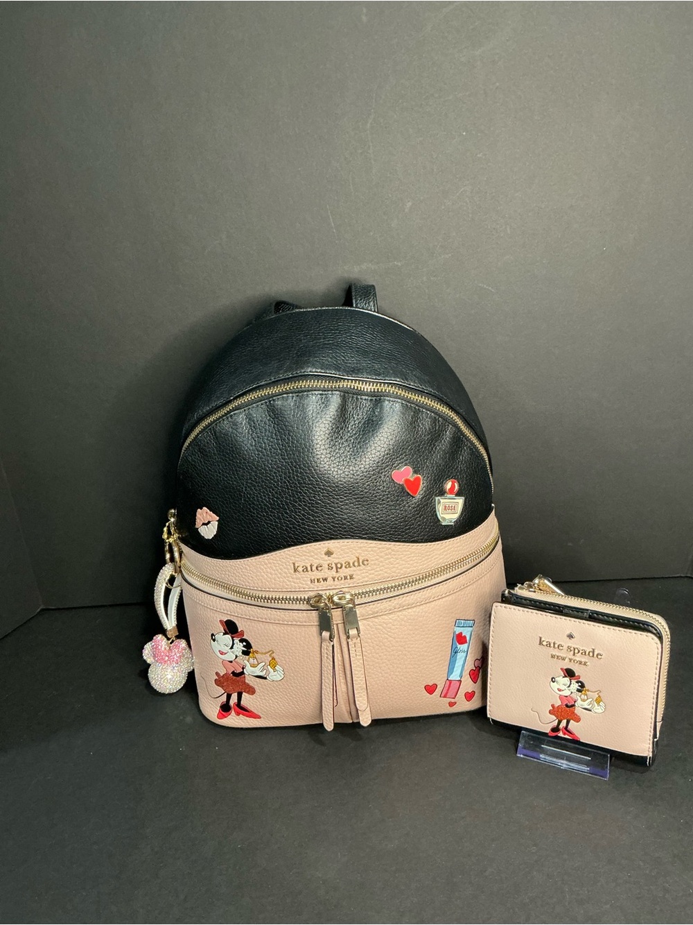 Kate Spade New York Minnie Mouse Medium Leather Backpack With Matching Wallet